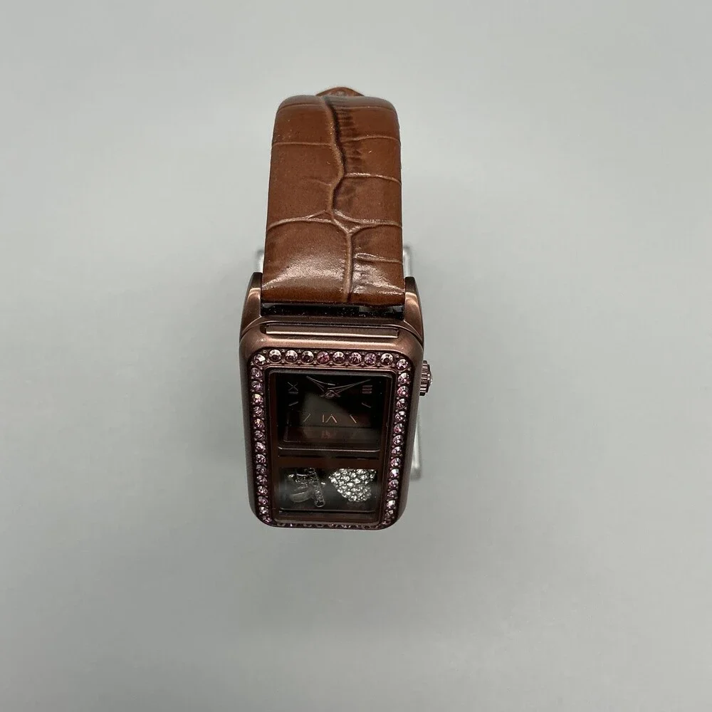 Origami Owl Womens Watch 24mm Chocolate Living Story Teller Crystals New Battery - Picture 4 of 15